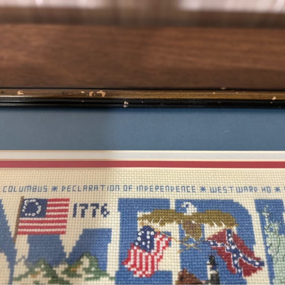 American Heritage Cross-Stitch in Blue Frame Patriotic - Picture 2 of 9